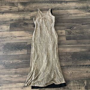 Vintage Elegant Gold Maxi Dress